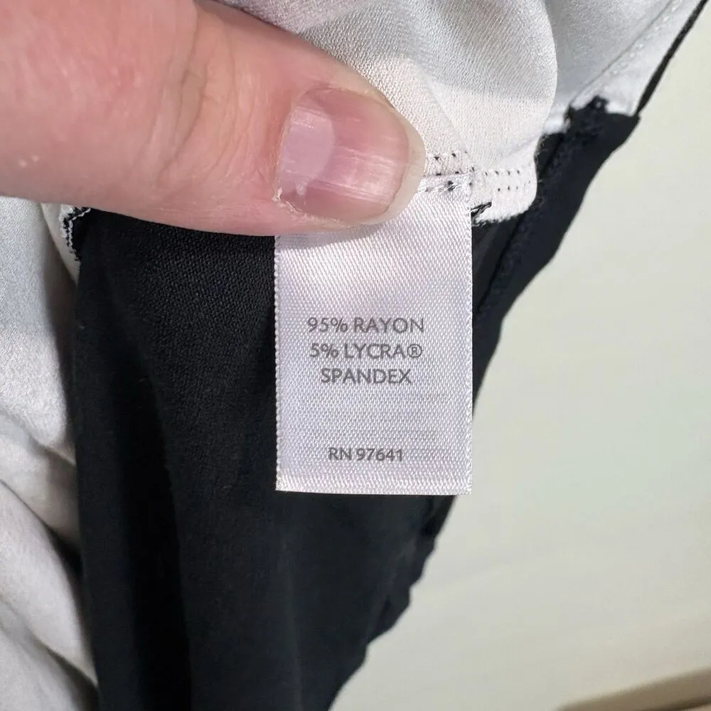 J Jill Wearever Colorblock Dress Womens 2X Split Front Trapeze Swing White Black - Image 6