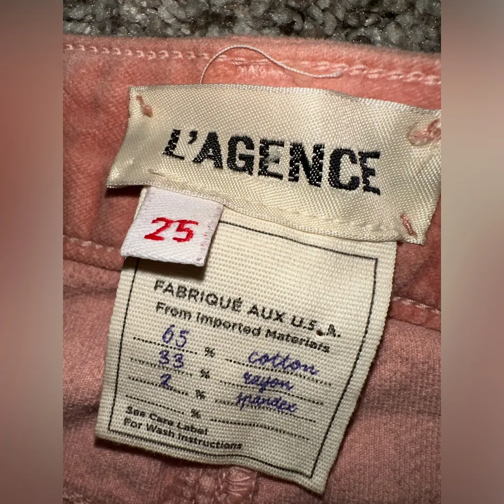 L’Agence Blush Pink Crushed Velvet Margot High Rise Skinny Pants EUC Size 25‎ - Image 6