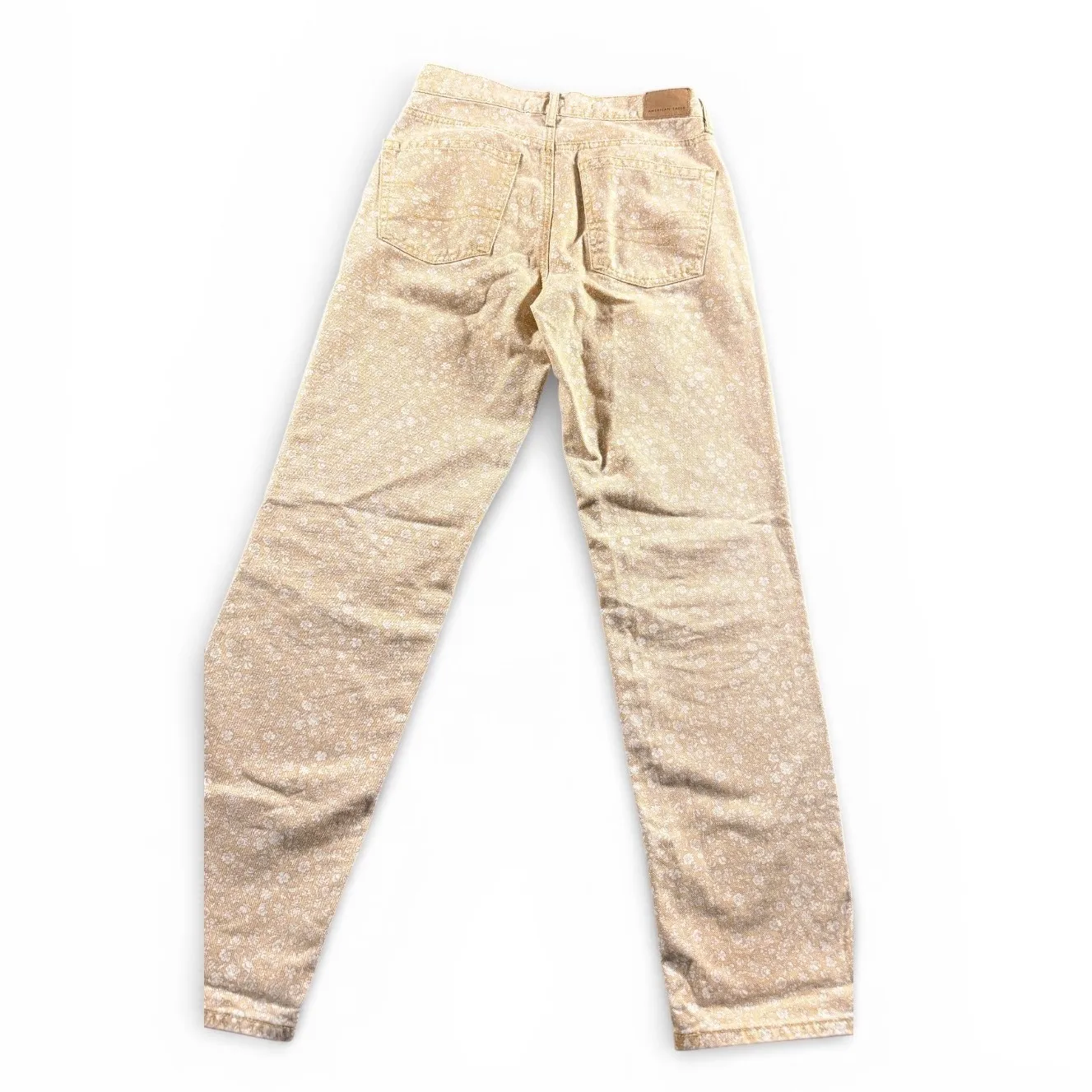 American Eagle Womens Size 00 Floral Print High Rise Straight Jeans Yellow - Image 2