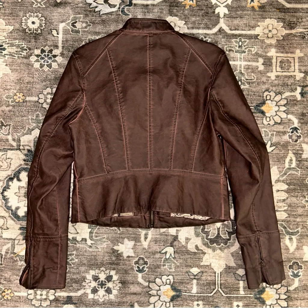 Anthropologie Chocolate Leather Jacket - Image 8