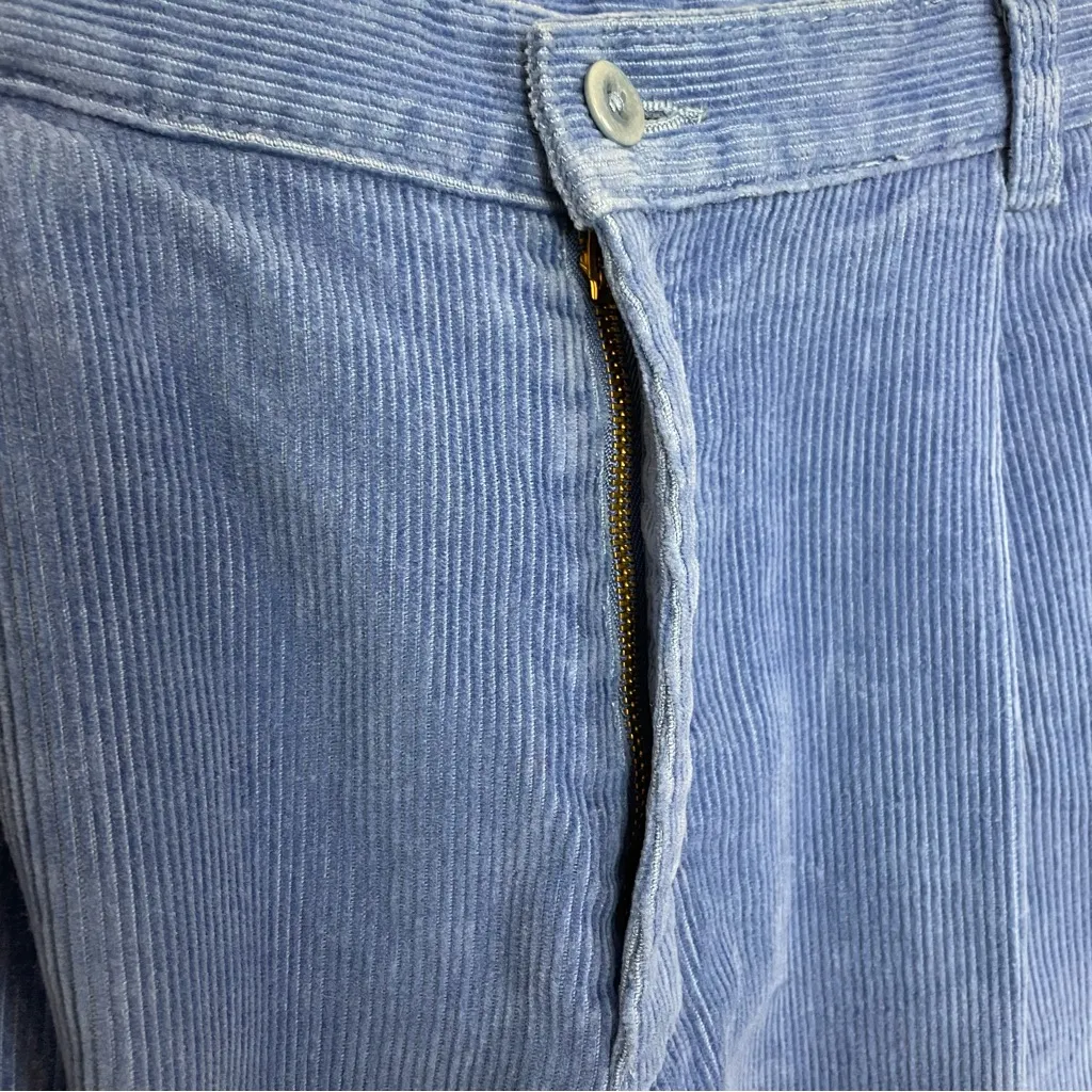 Vintage Blue Corduroy Pants Women Slacks Tomboy‎ Pleated High Rise Tapered 90s Size 4 - Image 6