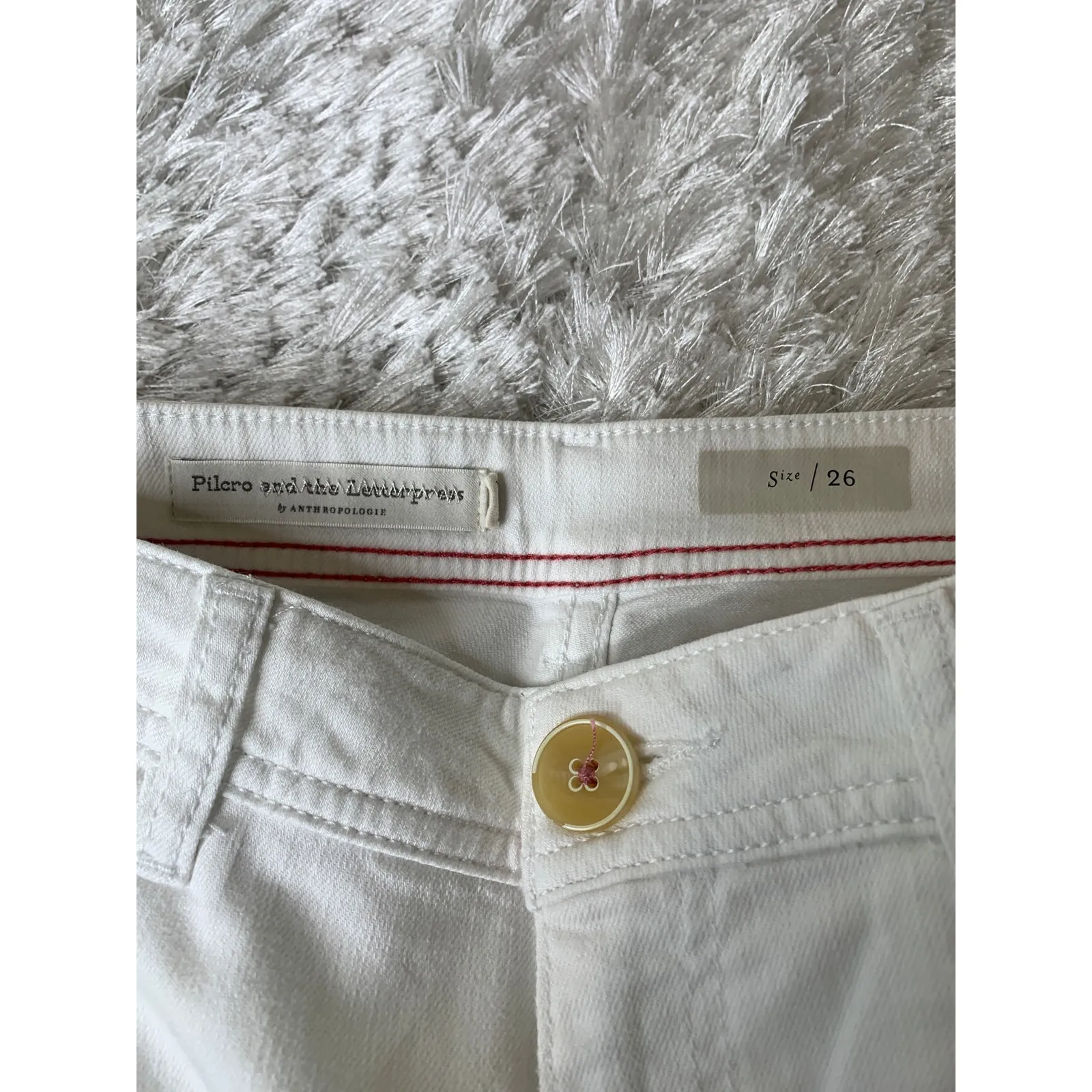 Pilcro & the Letterpress White Crop Cuffed Jeans Sz 26 EUC - Image 10