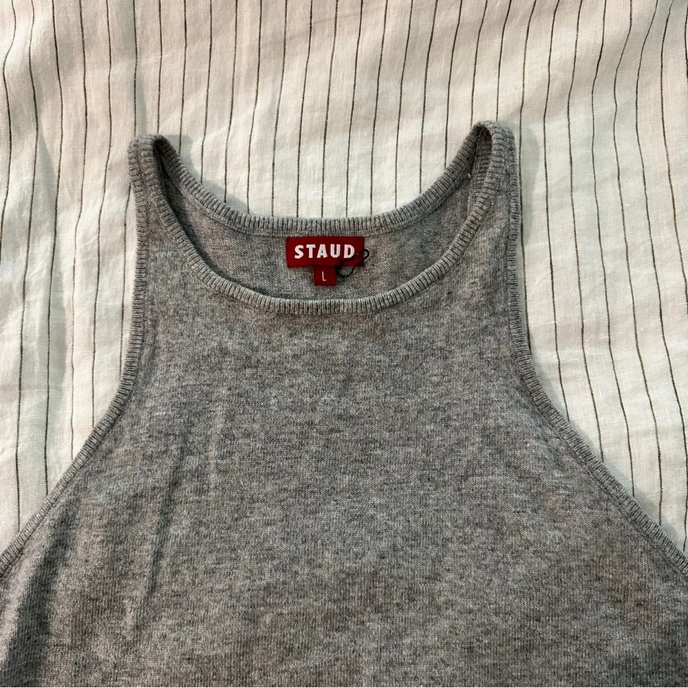Staud Women’s Heather Gray Ayana Ribbed Knit Tank Top - Image 7