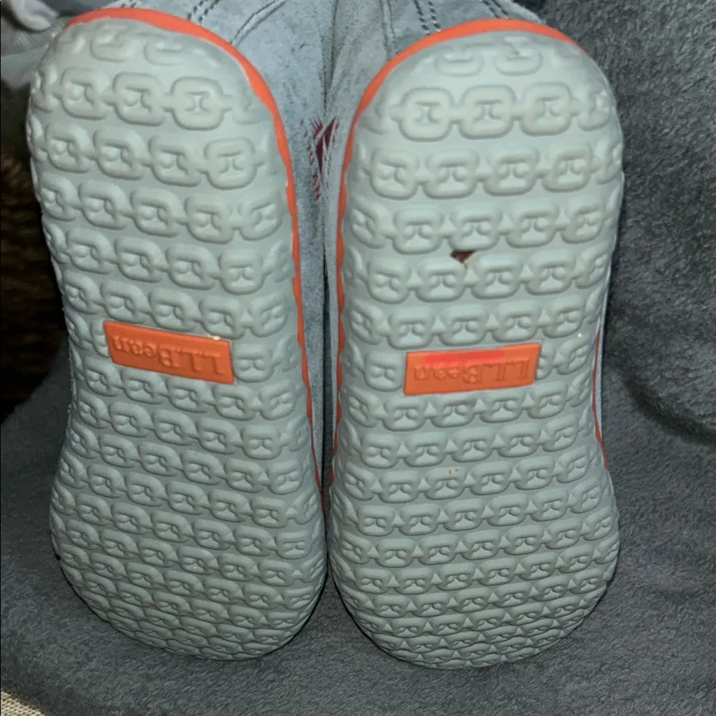 L.L. Bean women’s Blue Suede Boots with Orange Trim Gray Size 6 - Image 5