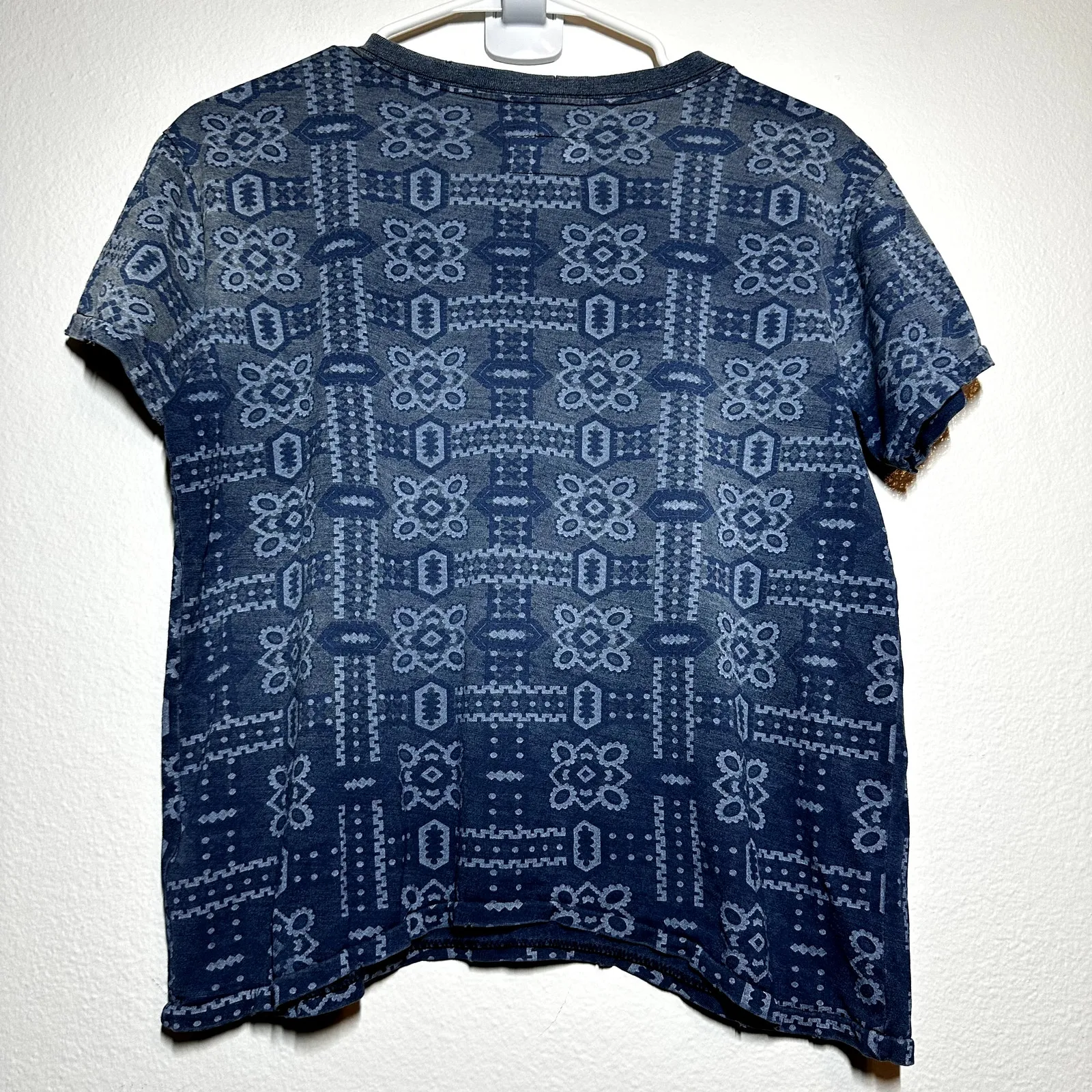 Current Elliott Letterman T-Shirt Worn Bandana Short Sleeve Crew Neck Blue 0 XS - Image 8