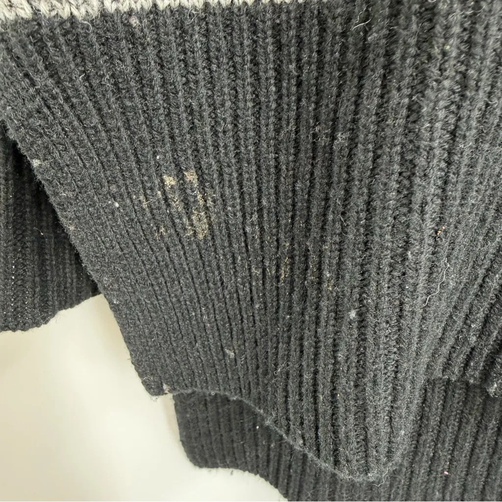 Olivia & Grace 100% Cashmere Open Knit Colorblock Sweater Small Gray Black - Image 4