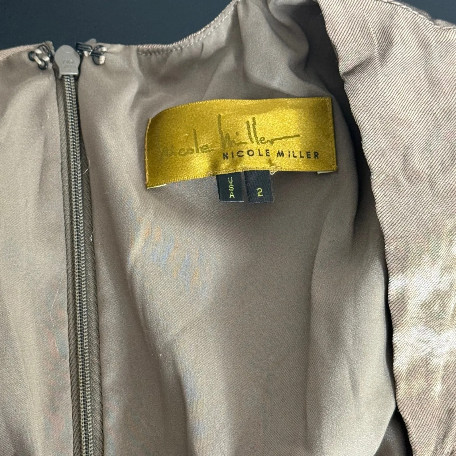 Nicole Miller Ruched Crinkle Metallic Bodycon Dress Size 2 y2k Cocktail Party - Image 3