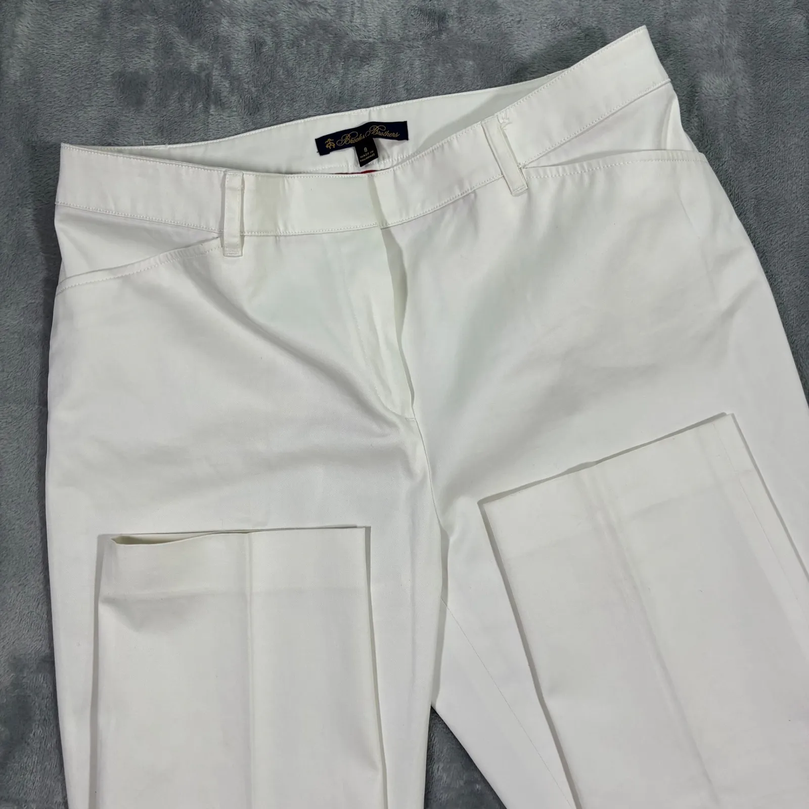 Brooks Brothers White Cotton Stretch Straight Leg Dress Pants Women's Size 8 - Image 3