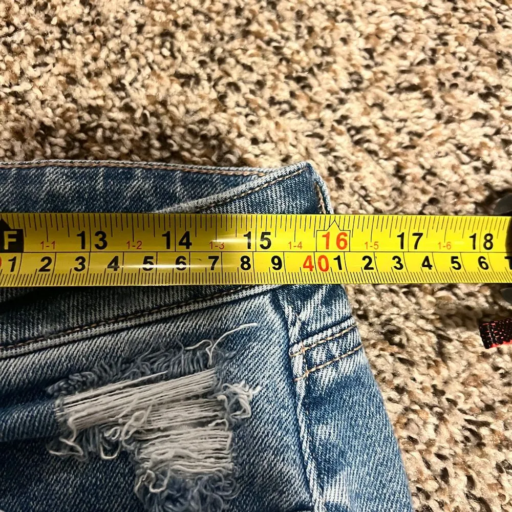 American Eagle  Distressed Wide Leg Jeans Light Wash Denim Size 12 - Image 4