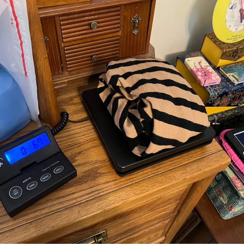 LOFT lightweight dolman striped sweater camel black Woman’s XS draped neck - Image 13