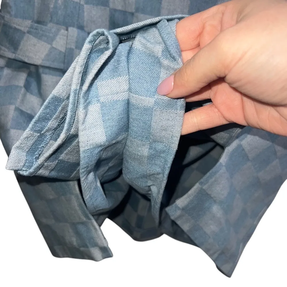 NEW NWT Amanda Uprichard Rossi Romper Dress In Checkerboard Denim Blue - Image 8