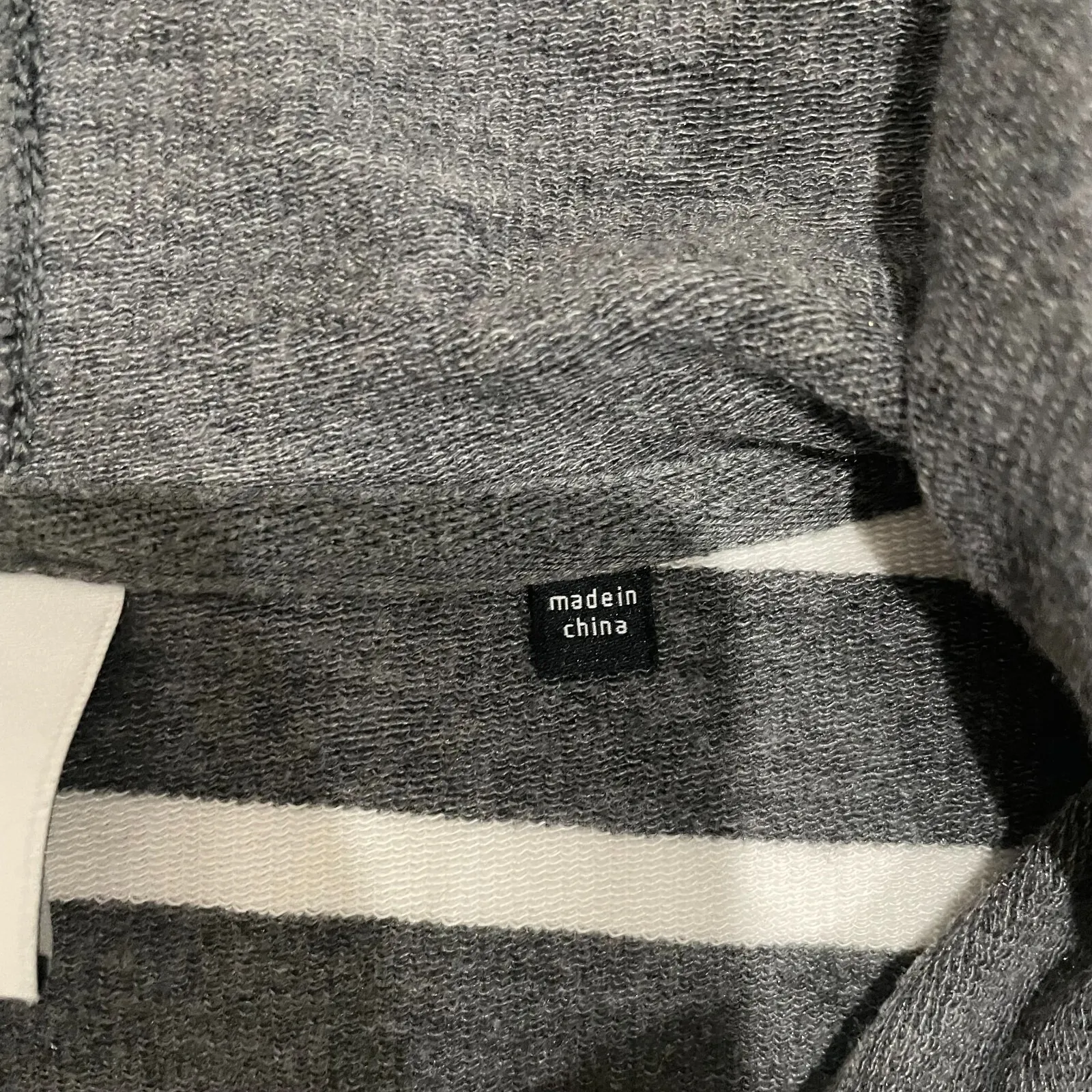 Cabi‎ Hoodie Women's L Gray White Striped Rope Lace Up V Neck Hooded Tie Preppy - Image 9