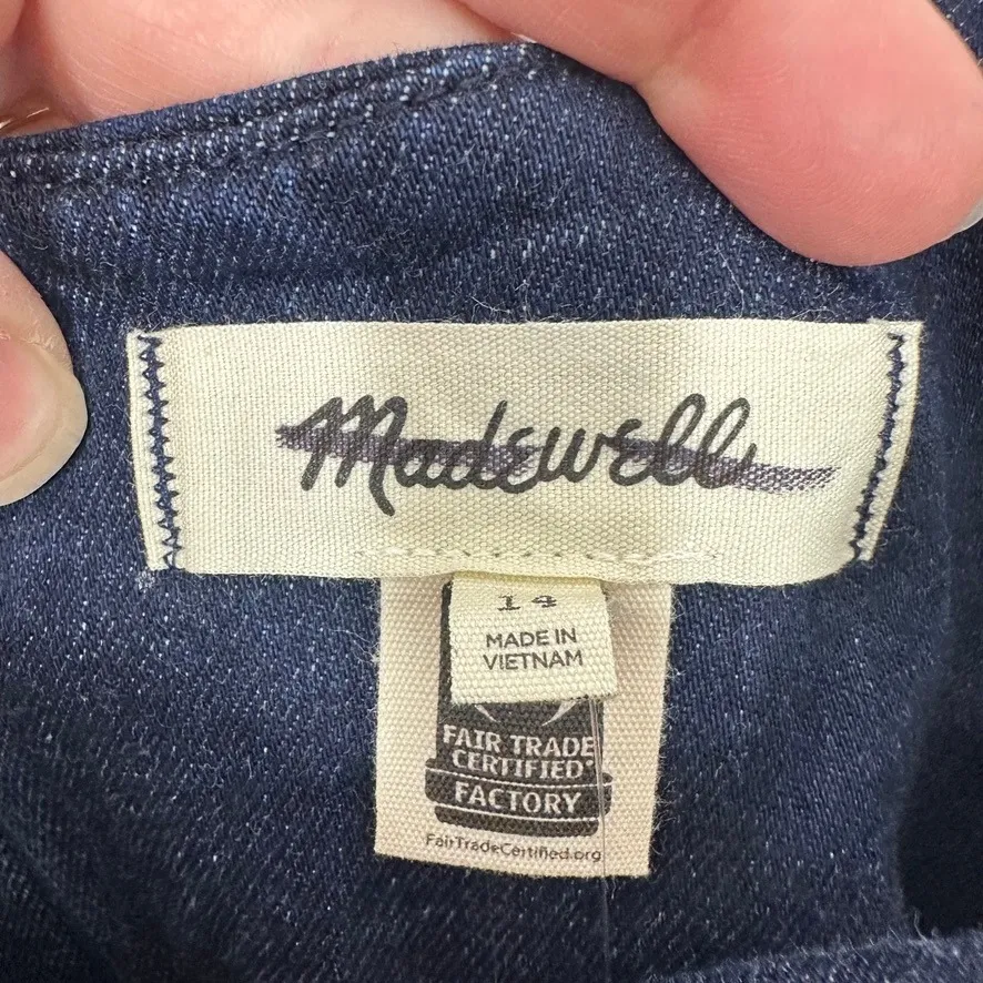 Madewell Denim Pinafore Dress Skort Navy Square Neck Spaghetti Strap Size 14 NWT - Image 5