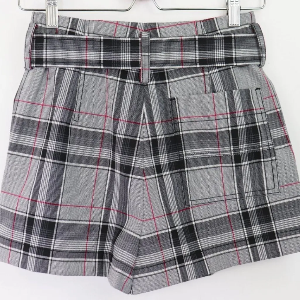 NWT‎ 3.1 Phillip Lim Plaid High Waist Short Belted
Wool Blend Grey Navy Pink 00 - Image 7