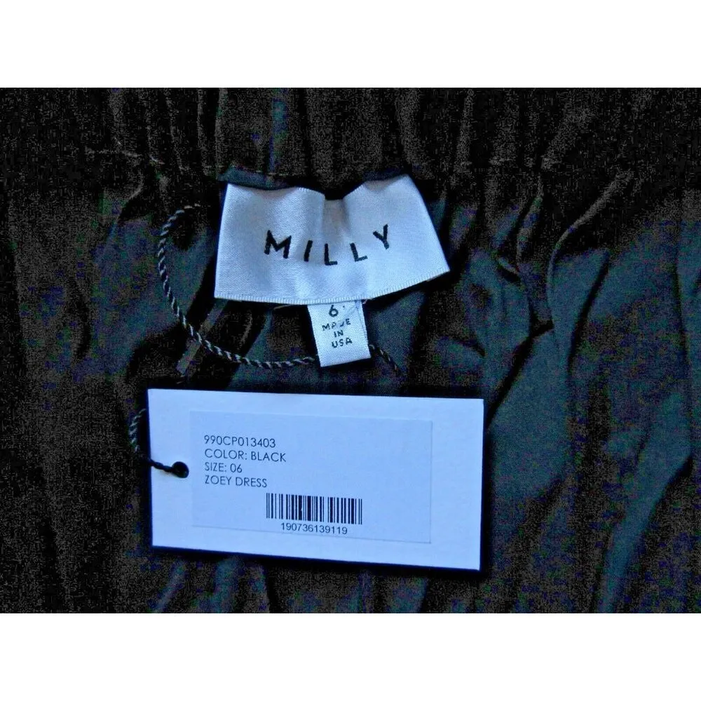 NWT Milly Zoey in Black Off the Shoulder Cotton Poplin Blouson Dress 6 $395 - Image 11