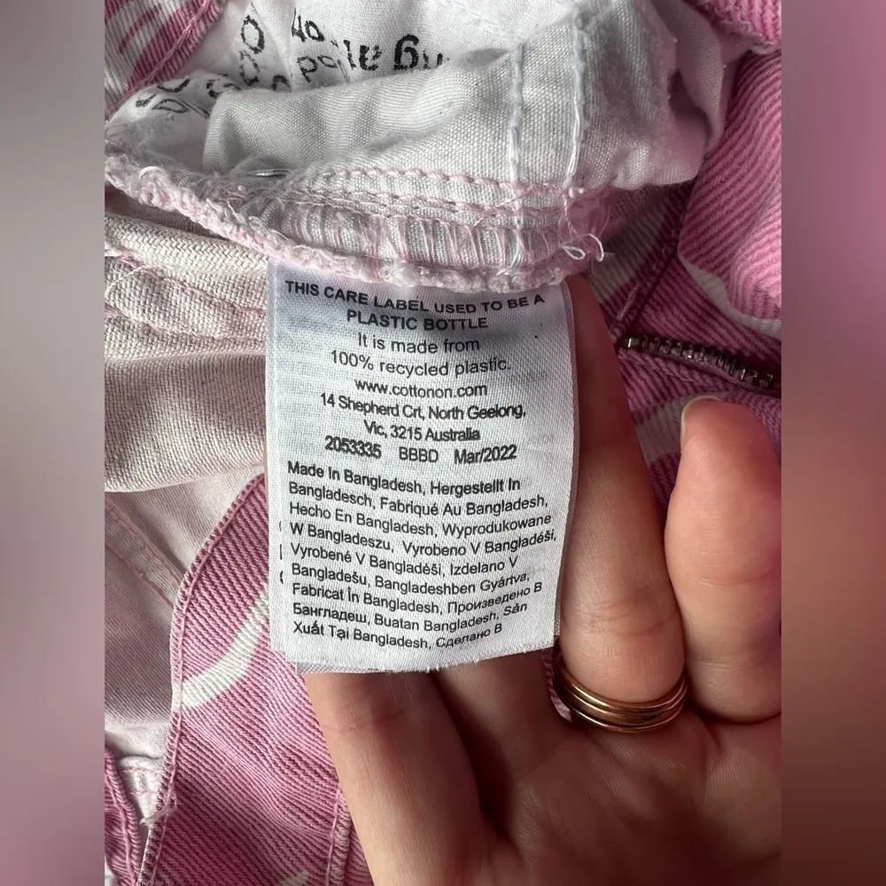 Cotton On Pink and White Swirly Loose Straight Jeans 4 - Image 14