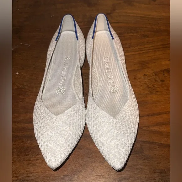 Rothy's Textured Cream Flats with Blue Accents Size 8 - Image 2