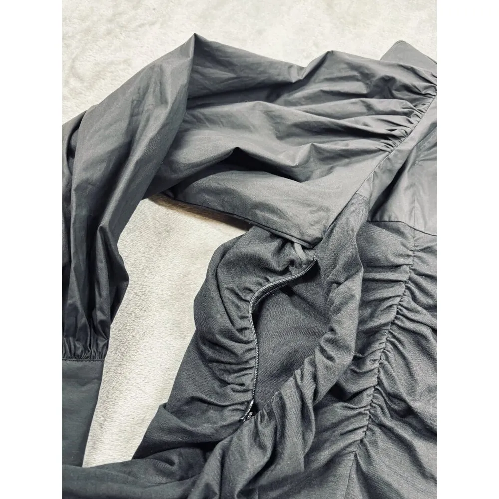 House Of Hyacinth Blouse Womens Large Black Pleated Keyhole Back Long Sleeve - Image 5