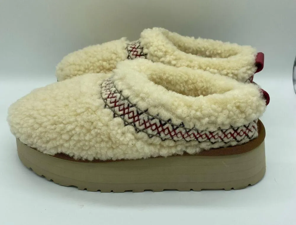NWOT  Women's size 6 Tazz Sherling Braided Platform Slippers Natural Cream - Image 4