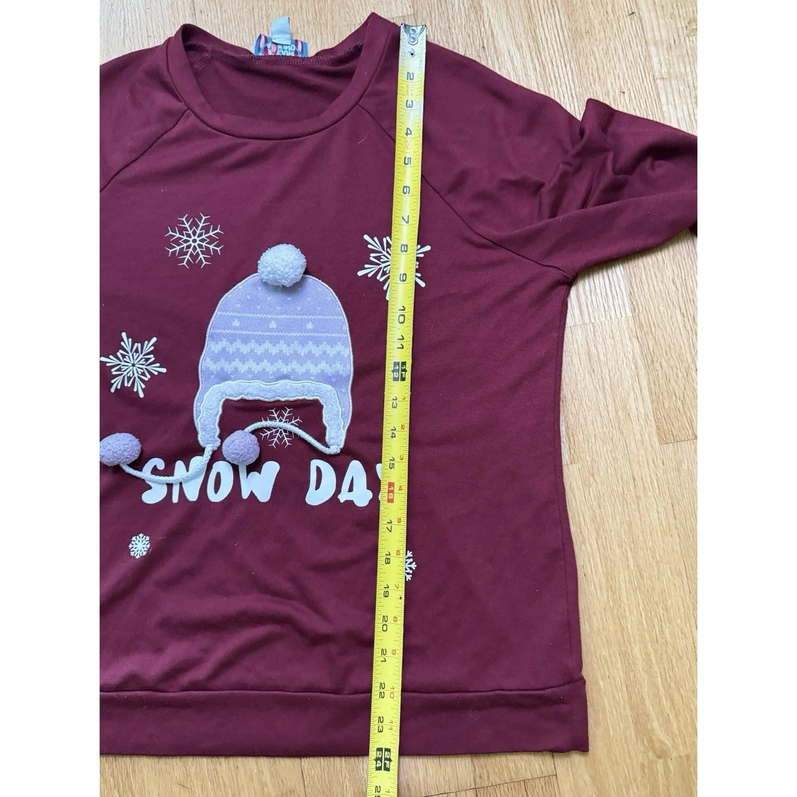 Rocking Around Women’s Snow Day Christmas Sweater Winter Knitted Red Maroon Sz M Size M - Image 7