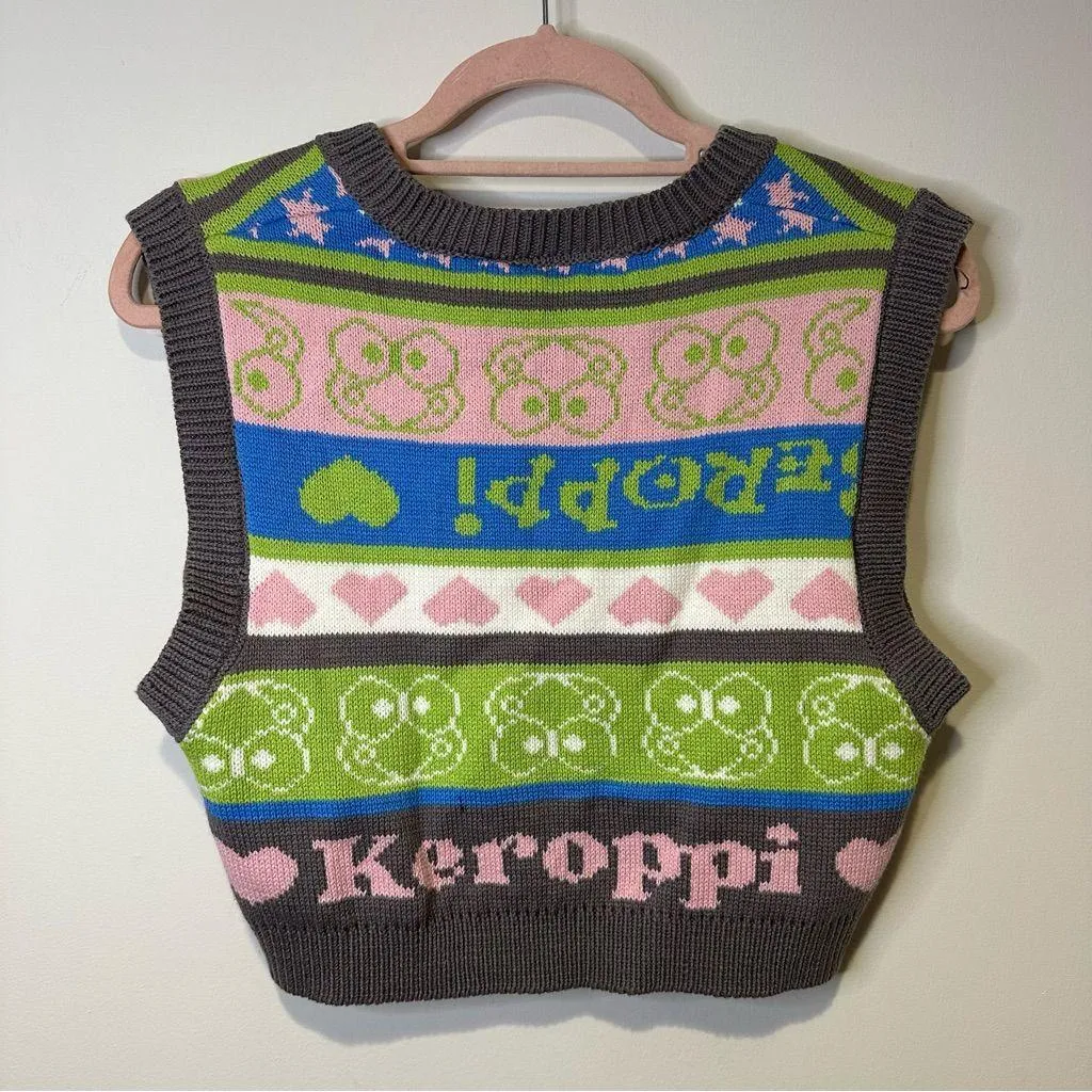 hello kitty keroppi cropped sweater vest size small - Image 3