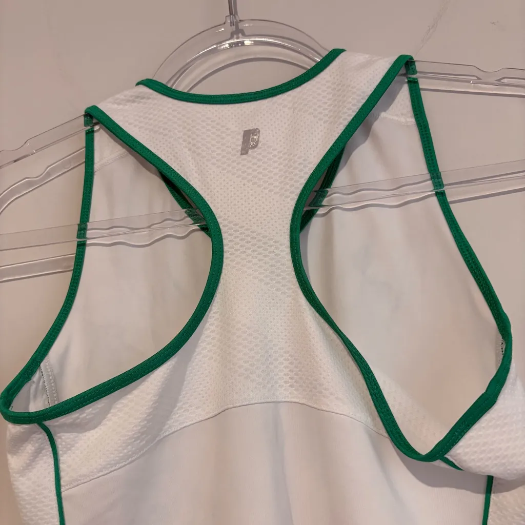 Prince Piped Racerback V Neck Tennis Tank‎ Top White Green Size XS - Image 5