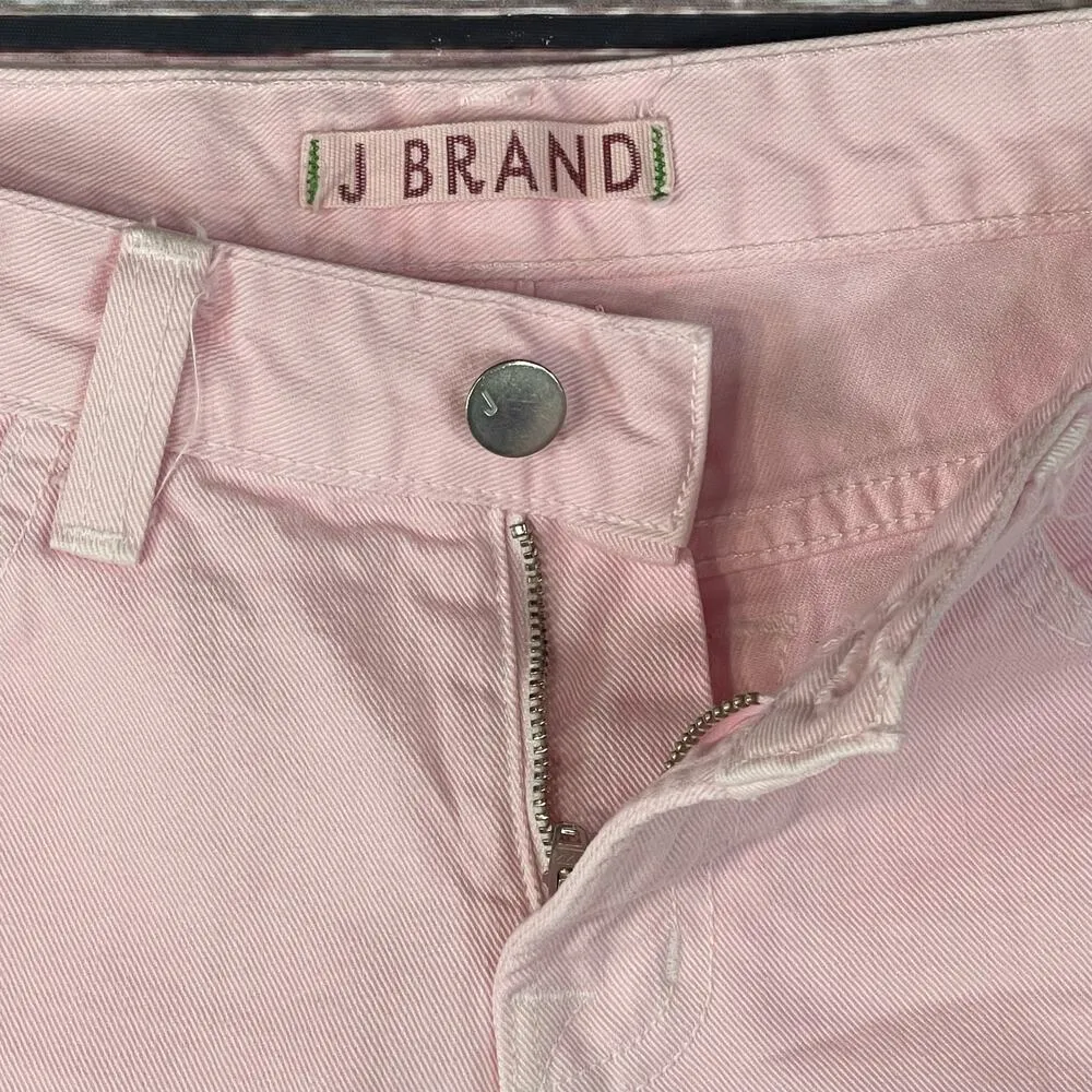 J Brand SZ 26 Cut-Off Jean Shorts Low-Rise Frayed Hems Pocket Zip-Fly Light Pink - Image 3