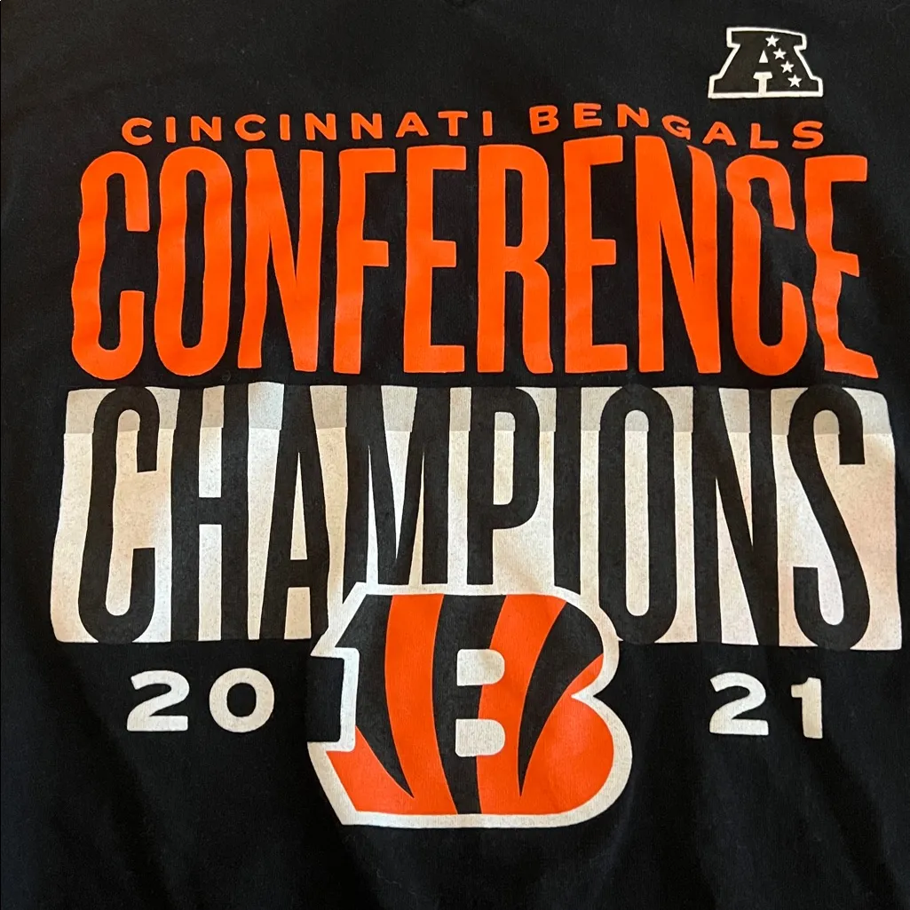 NFL Team Apparel Cincinnati Bengals AFC Championship Shirt Size Large Black - Image 6