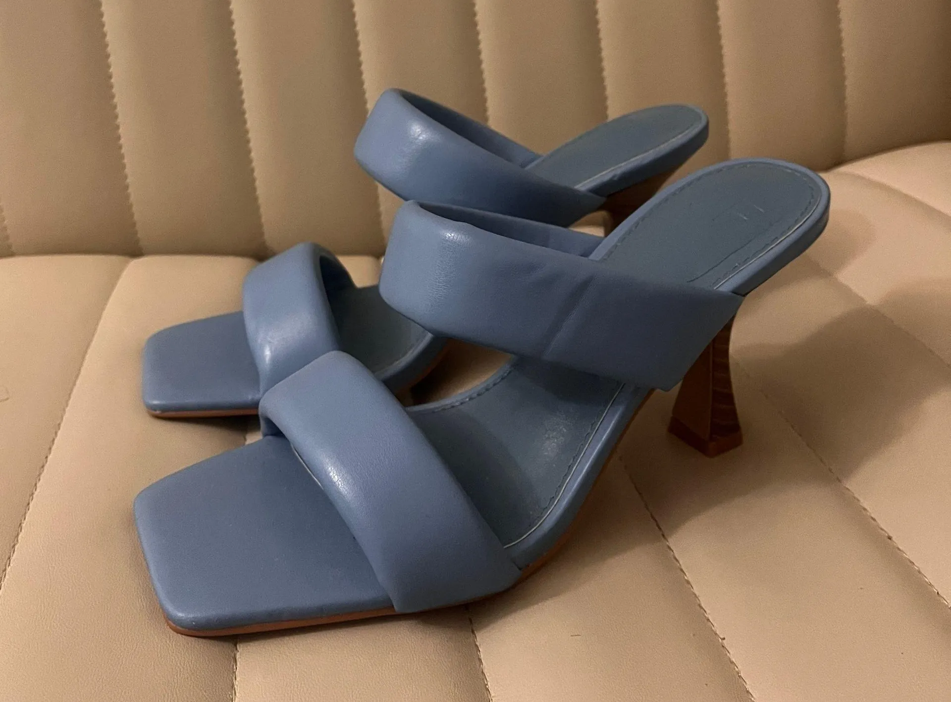 Blue Heeled Sandals open toed icy blue shabby chic baby shower gender reveal Size 6.5 - Image 4