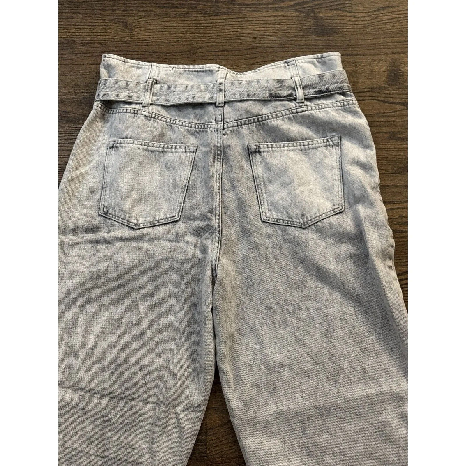 NEW AllSaints Sammy Paperbag Jean in Mid indigo blue - Size 14 Acid‎ Wash - Image 9