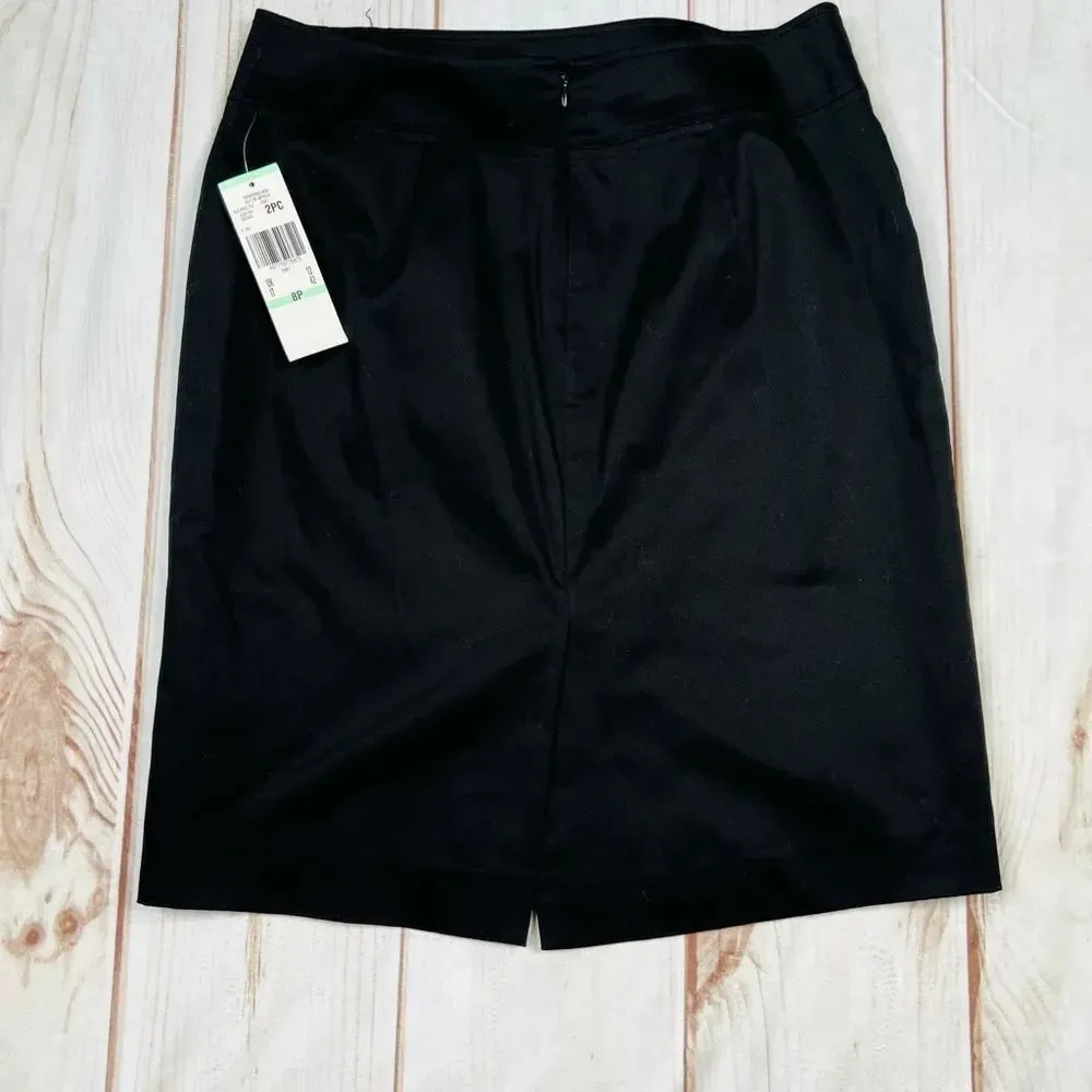 Le Suit Black Cotton Pencil Skirt NEW Size 8P - Image 3