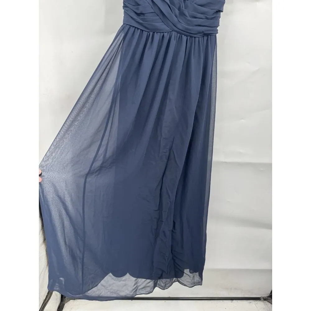 Bill Levkoff Halter Neck Maxi Dress Women 10‎ Navy Blue Sweetheart Neck Formal - Image 6