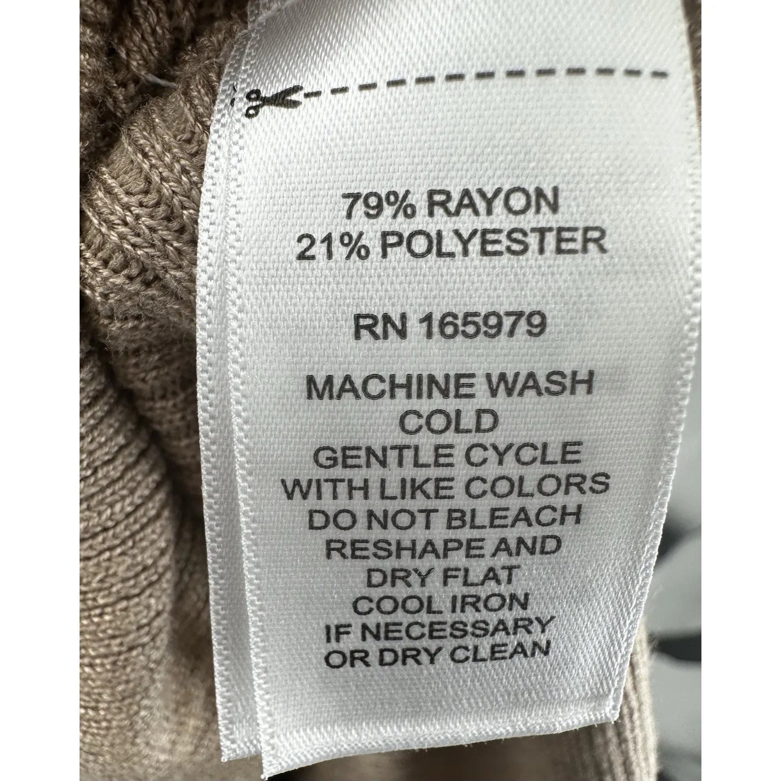 Cable & Gauge Ribbed Knit Sweater Women’s L Taupe Boatneck Relaxed Pullover - Image 5