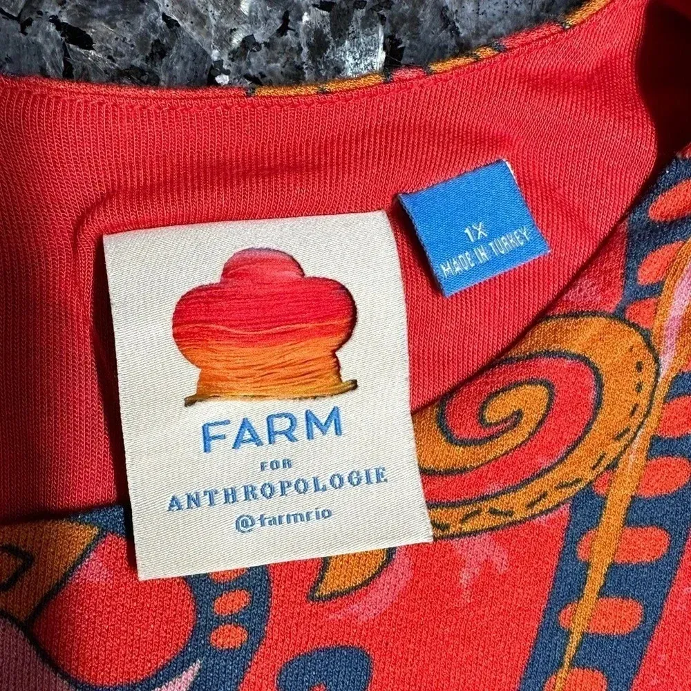 Anthropologie Farm Rio Orange Tropical Giannina Knit Midi Dress Plus Size 1X - Image 9