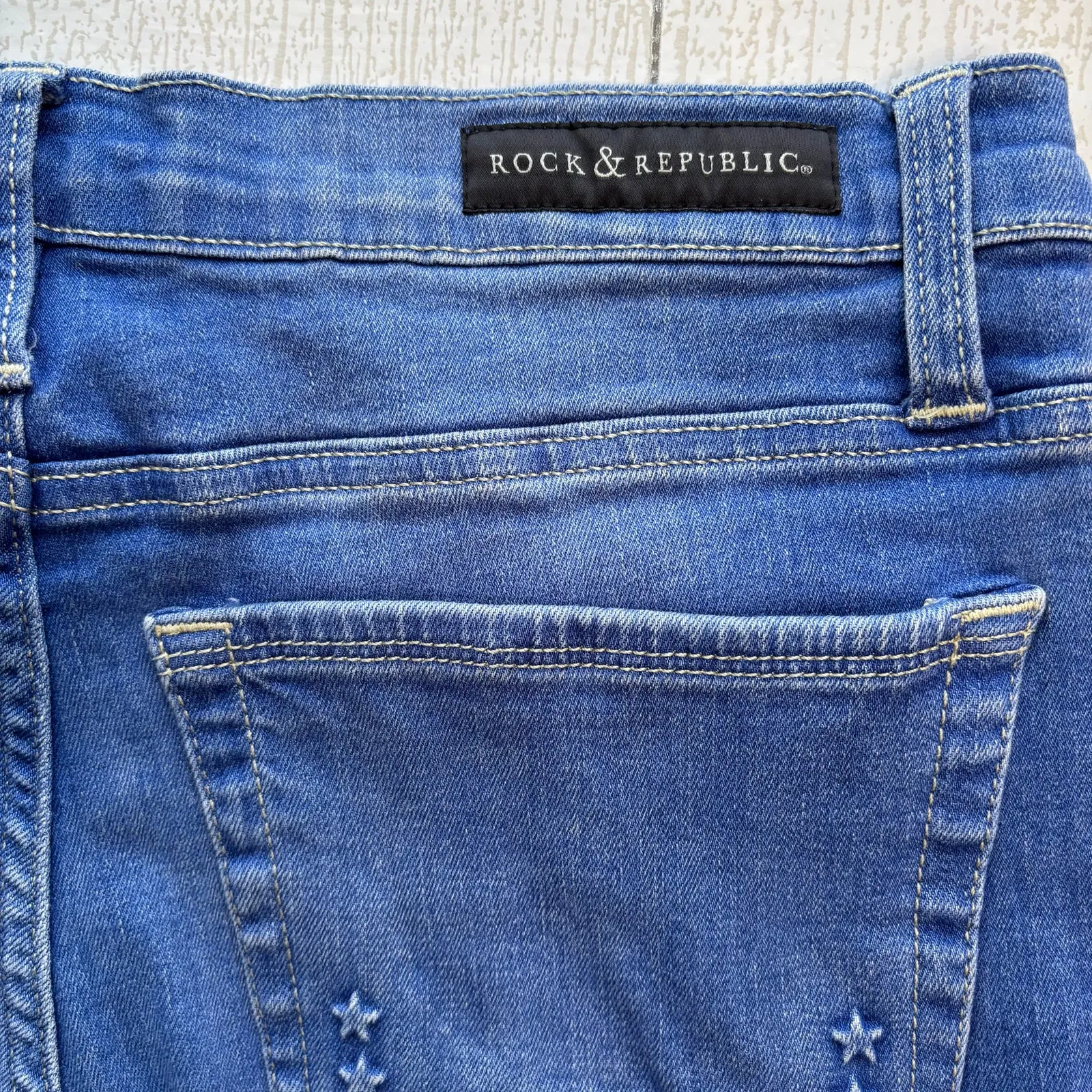 Rock & Republic Berlin Skinny Jeans Size 12M Star Pockets - Image 11