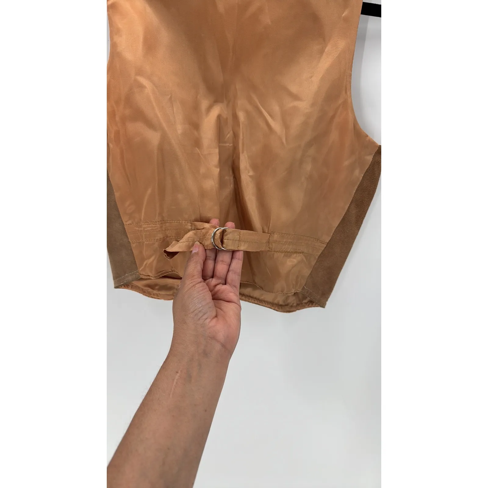 Vintage WINLIT Suede tan Vest size S western biker festival concert bohemian - Image 7