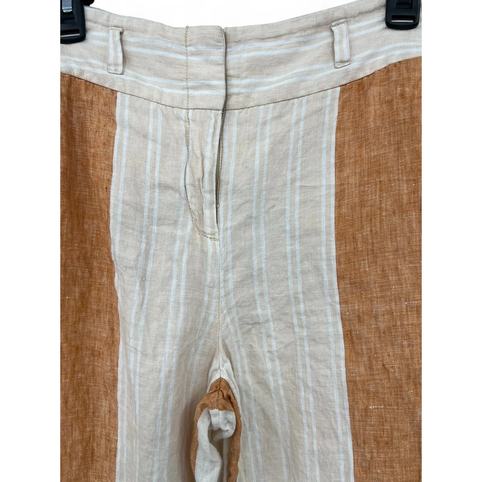 Ett:twa by Anthropologie | 2 / S |striped linen wide-leg pants trouser Natural - Image 3