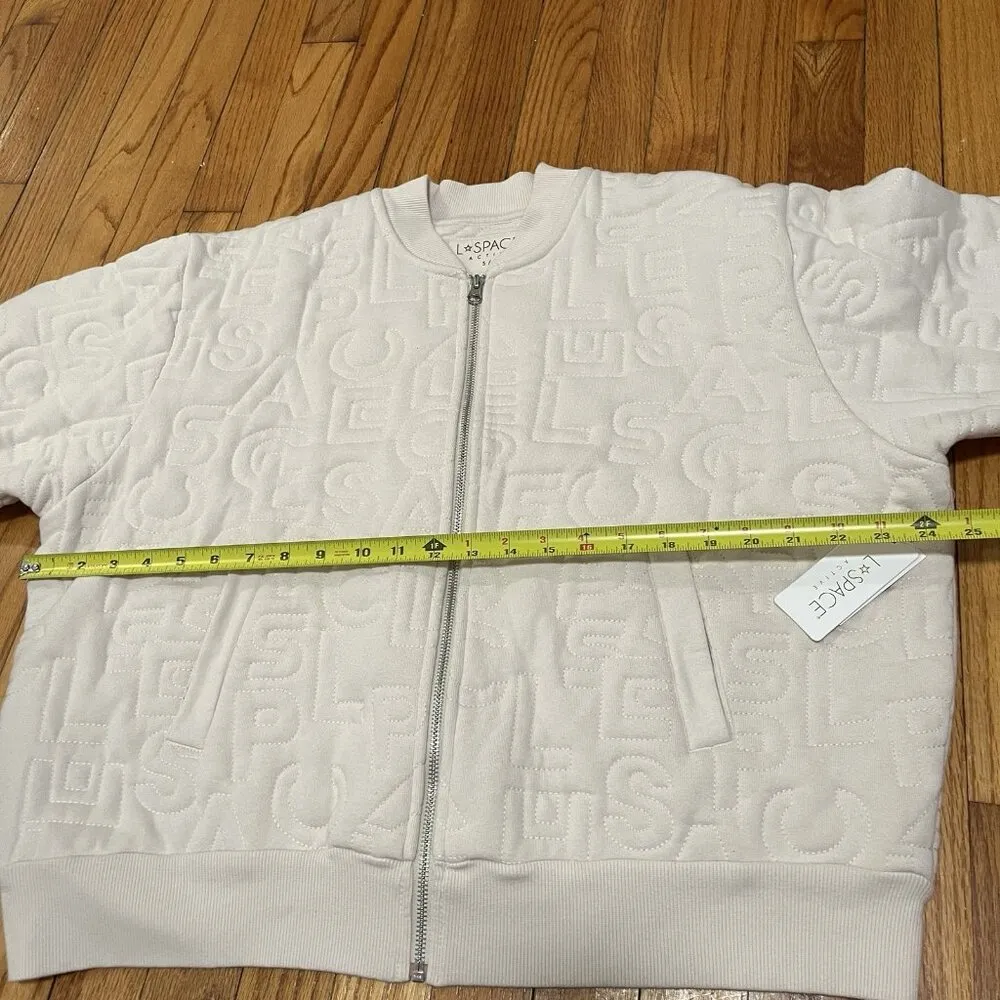 L*Space NWT Altitude Quilted Logo Bomber Jacket in Bone Size‎ Small - Image 8
