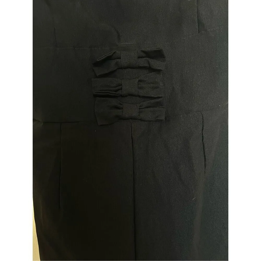 Black classy sleeveless romper jumpsuit shorts & bow detail zipper back XS/S - Image 2