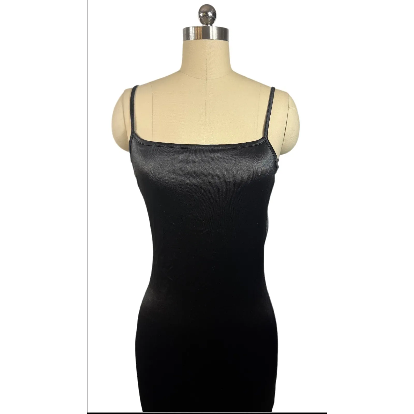 New! Ser.o.ya‎ Birdie Midi Bodycon Dress Black Stretch Satin Sz Small $295 - Image 10