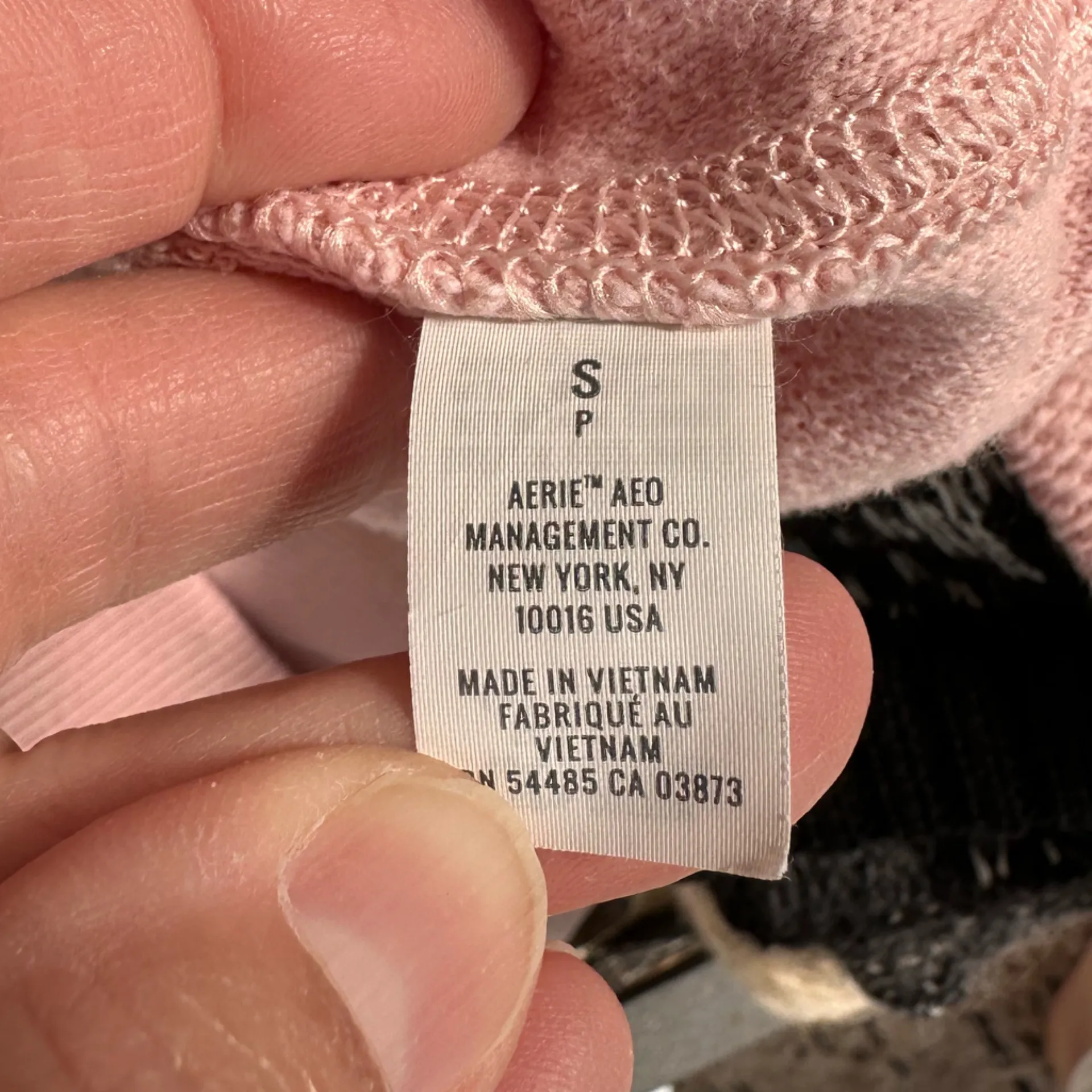 Aerie pink knit crew neck sweatshirt, distressed neck, cuffs, and waistband - Image 7