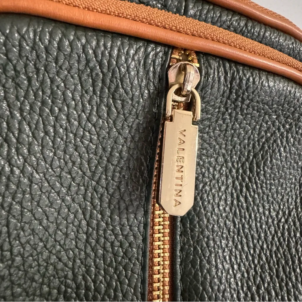 Valentina Dark Green with Brown Italian Small Backpack - Image 5