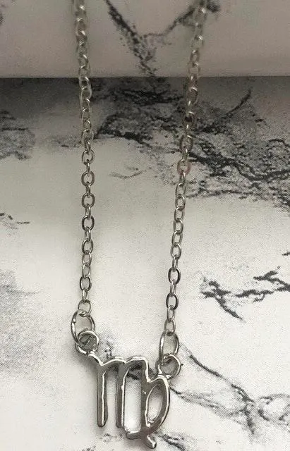 Virgo Horoscope Sign Charm Pendant Necklace Silver - Image 3