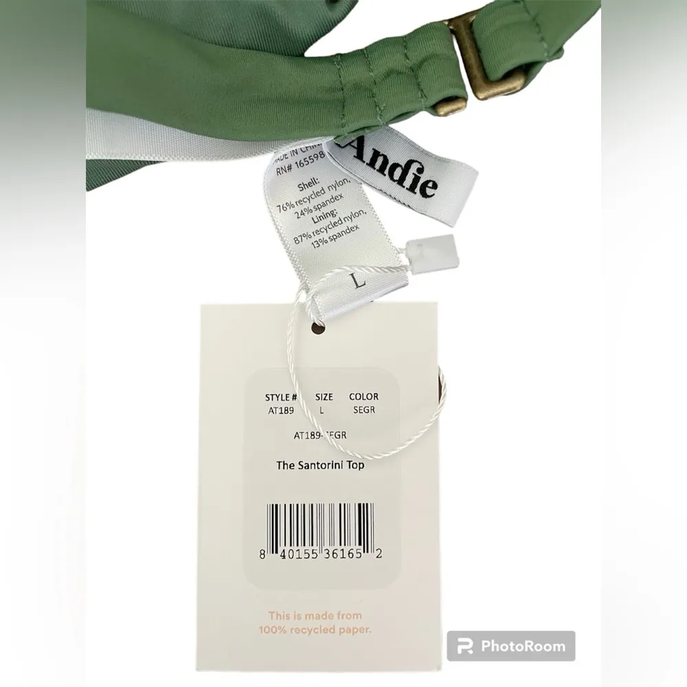 Andie Swim The Santorini Bikini Top Size L in Sea Green - Image 5