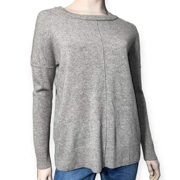 Mantovani Studio Size S Heather Grey Italian Cashmere Knit Drop Shoulder Sweater Gray - Image 1