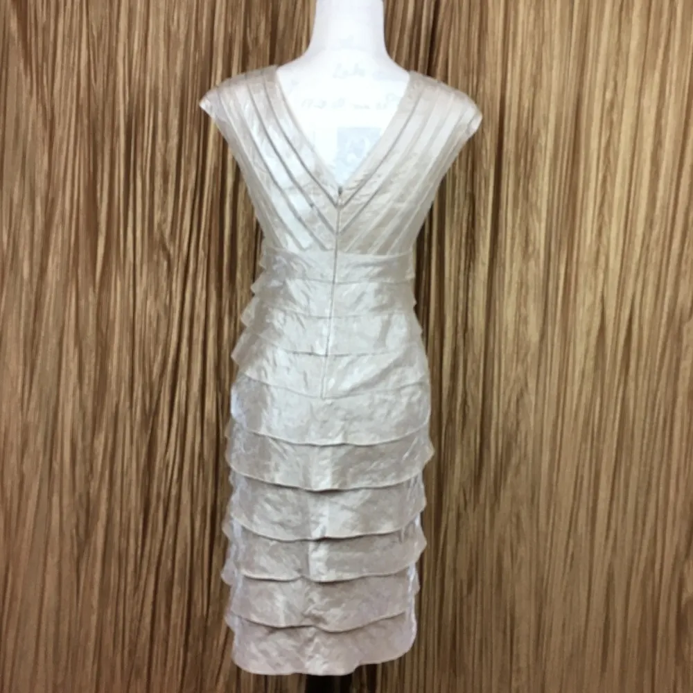 Cache Formal Shimmery Beige Dress Size 2 - Image 4