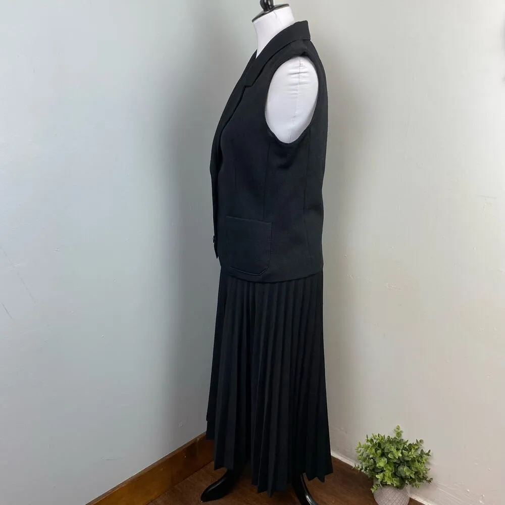 Vintage ACT III 2 Piece Vest & Pleated Shirt Set Size 12 Career Professional Black - Image 6