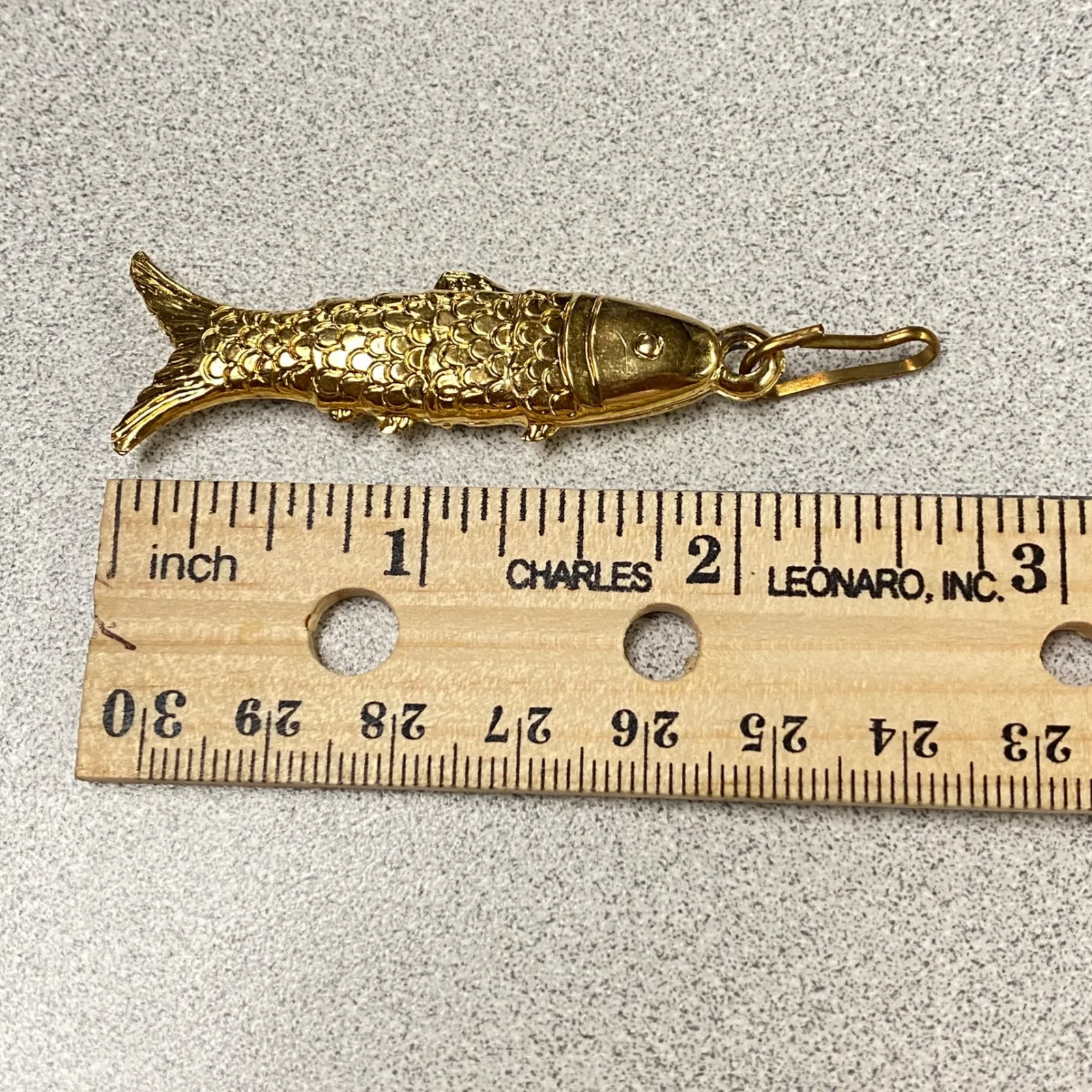 Gold Tone Lucky Fish Charm Pendant Keychain Bag Accessory Fisherman Novelty - Image 4