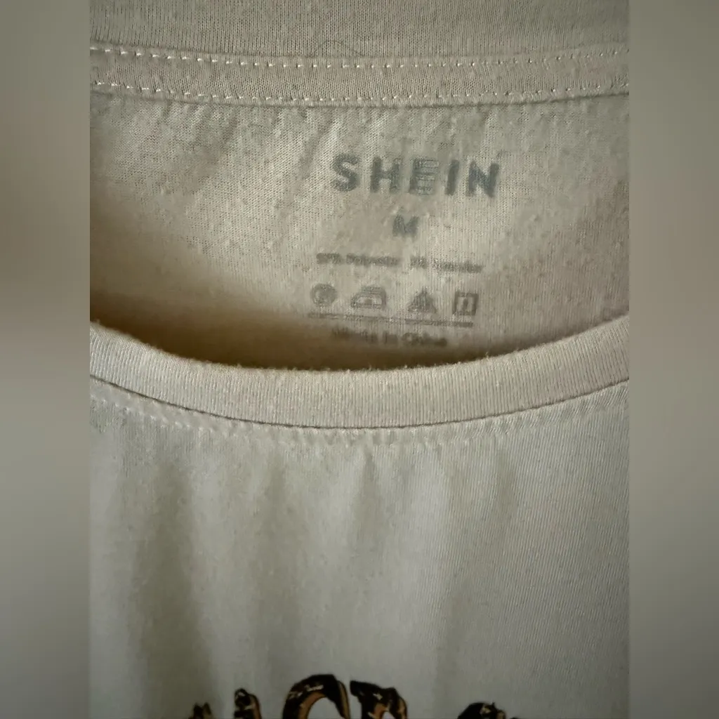 SHEIN Light Beige Motorcycle Graphic Tee - Image 2