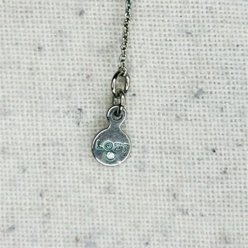 Ann Taylor Loft Charcoal Druzy with Crystal Accents 16” Silver Tone Necklace - Image 7